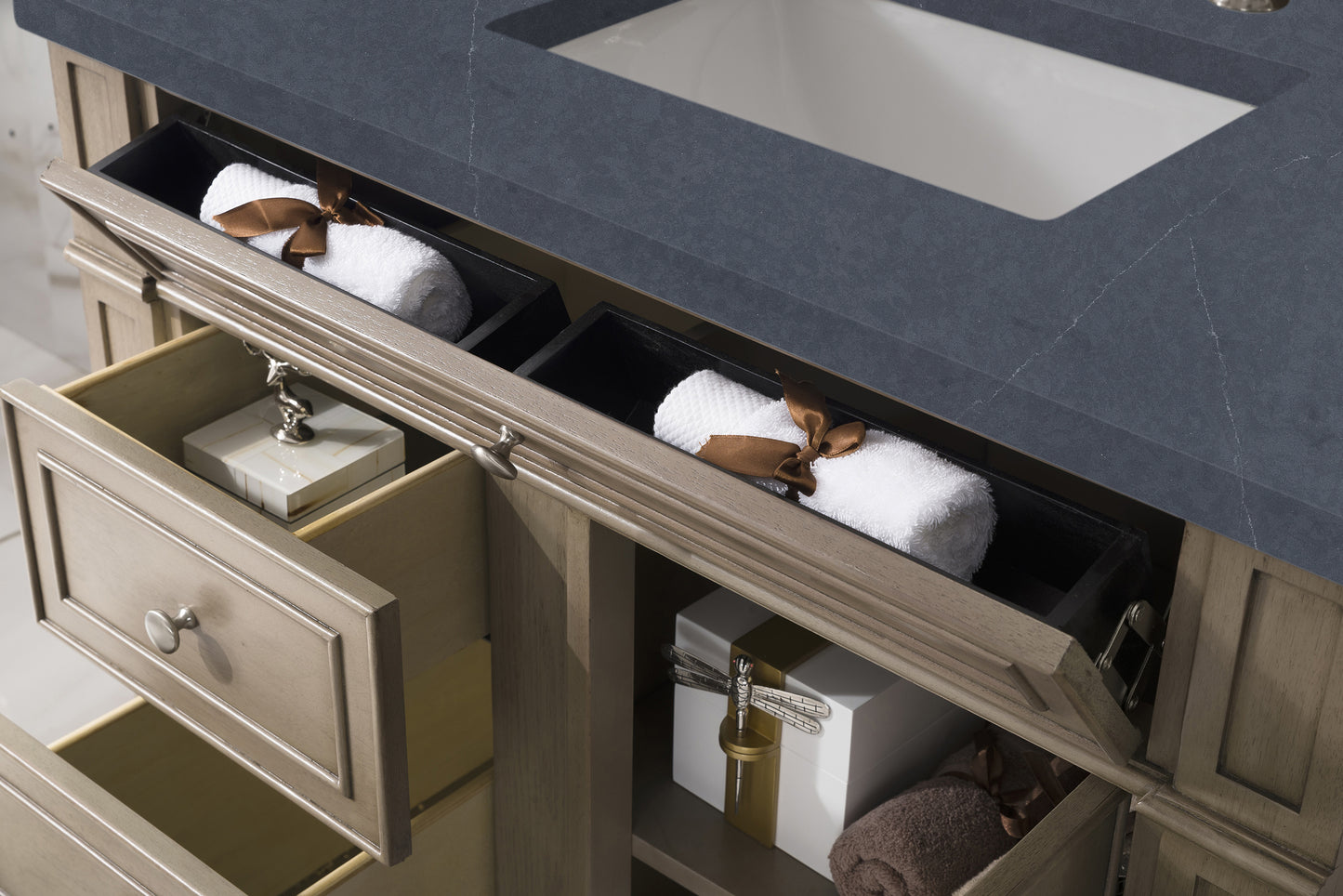 Bristol 36" Single Vanity, Whitewashed Walnut w/ 3 CM Charcoal Soapstone Silestone Top