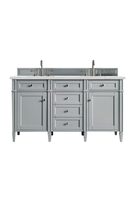 Brittany 60" Double Vanity, Urban Gray w/ 3 CM Ethereal Noctis Silestone Top