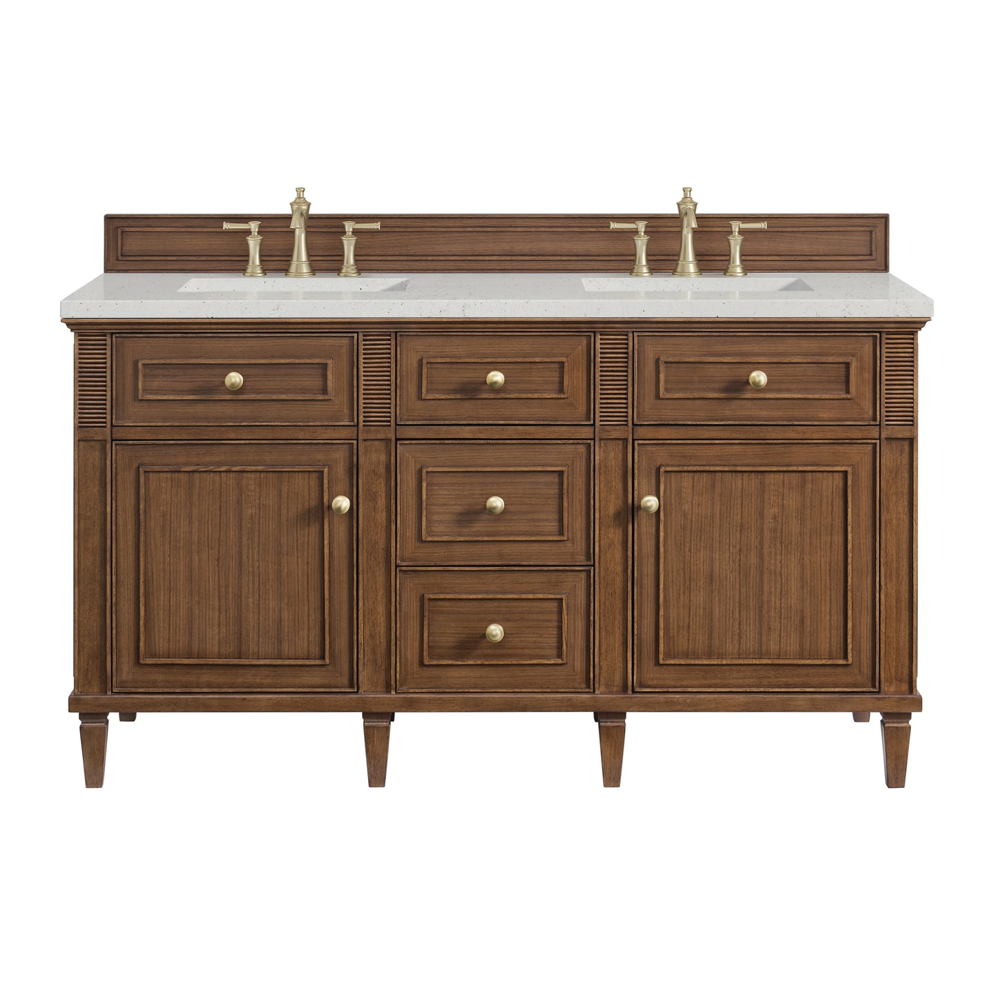 Lorelai 60" Double Vanity, Mid-Century Walnut w/ 3 CM Lime Delight Silestone Top