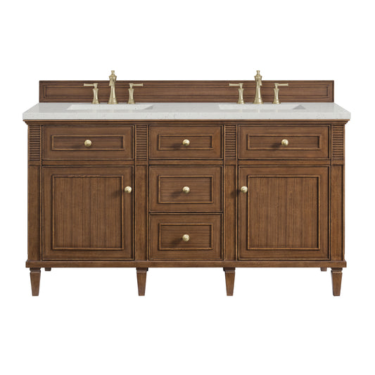 Lorelai 60" Double Vanity, Mid-Century Walnut w/ 3 CM Lime Delight Silestone Top