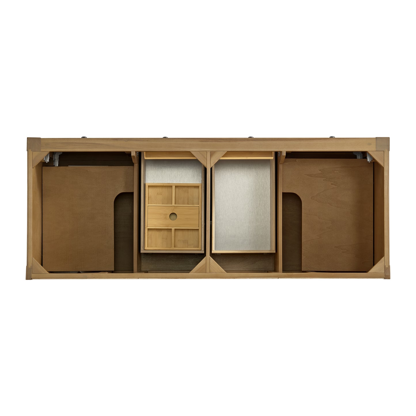 Breckenridge 60" Double Vanity, Light Natural Oak, w/ 3 CM Eternal Jasmine Pearl Quartz Top