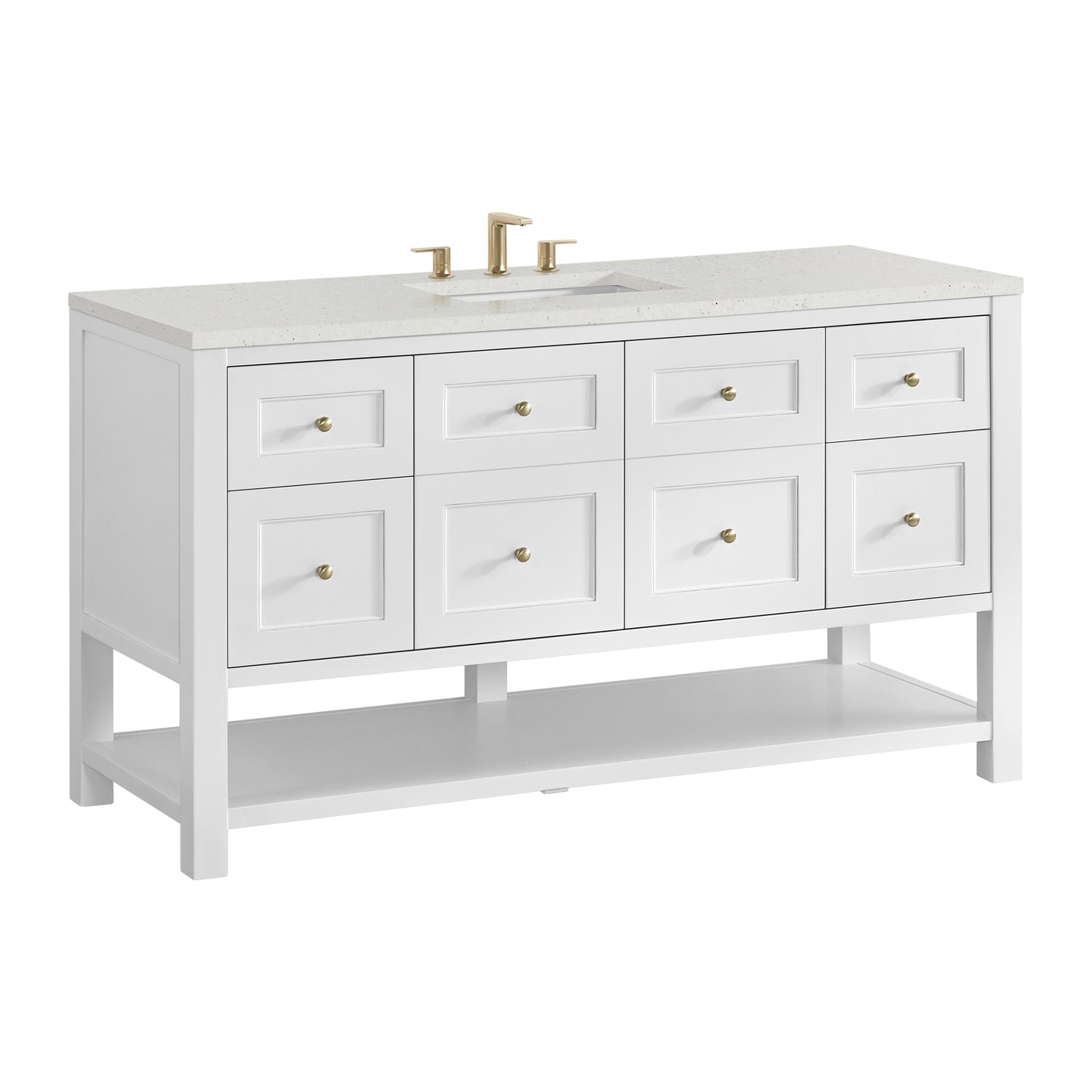 Breckenridge 60" Single Vanity, Bright White, w/ 3 CM Lime Delight Quartz Top
