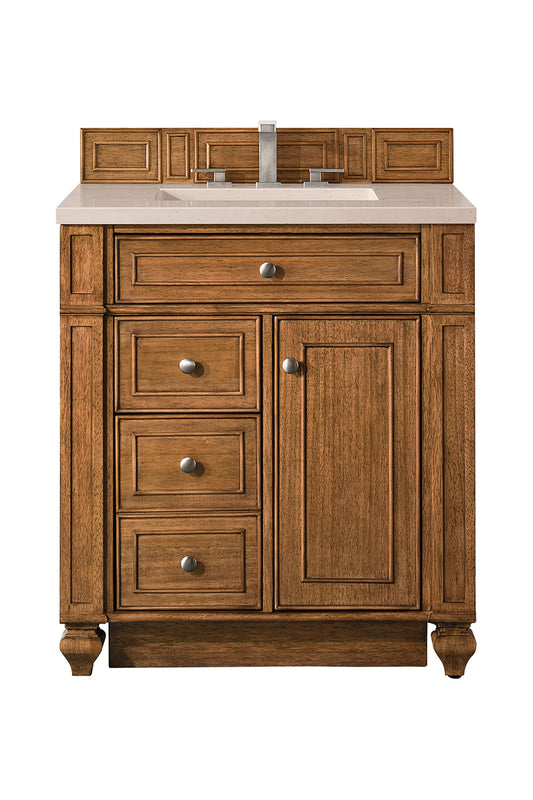 Bristol 30" Single Vanity, Saddle Brown w/ 3 CM Eternal Marfil Silestone Top