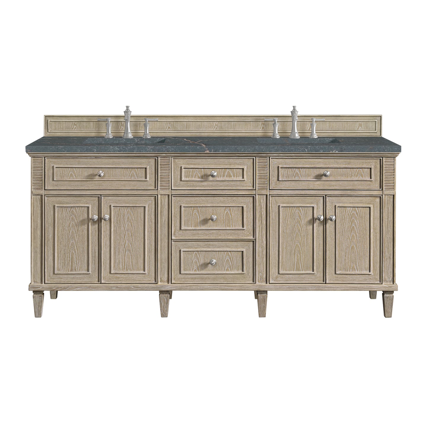 Lorelai 72" Double Vanity, Whitewashed Oak w/ 3 CM Parisien Bleu Silestone Top