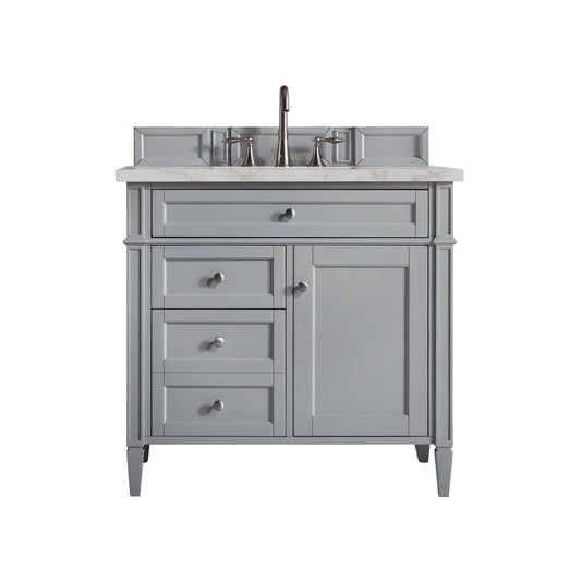 Brittany 36" Single Vanity, Urban Gray w/ 3 CM Victorian Silver Silestone Top