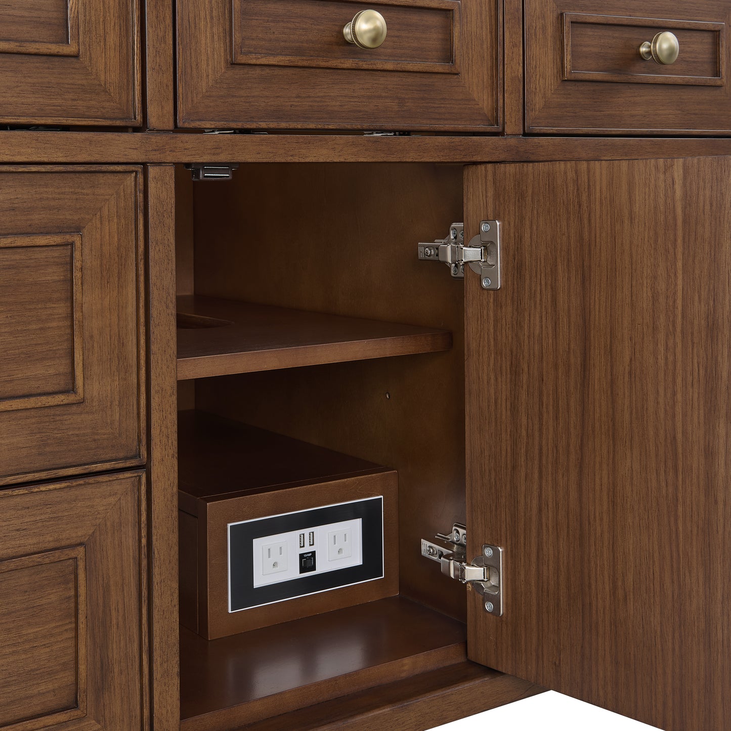 Lorelai 48" Single Vanity, Mid-Century Walnut w/ 3 CM Victorian Silver Silestone Top