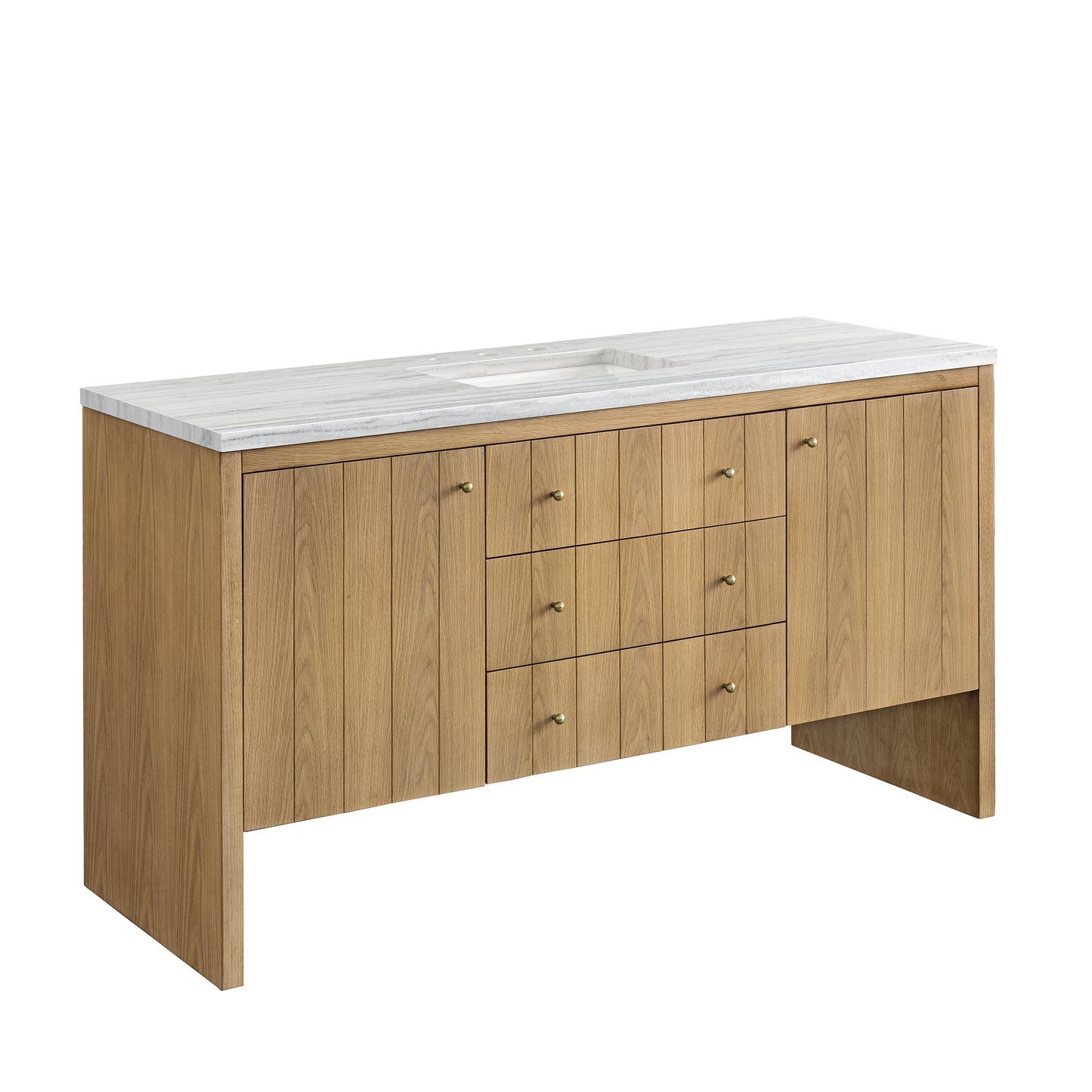 Hudson 60" Single Vanity, Light Natural Oak w/ 3 CM Arctic Fall Top