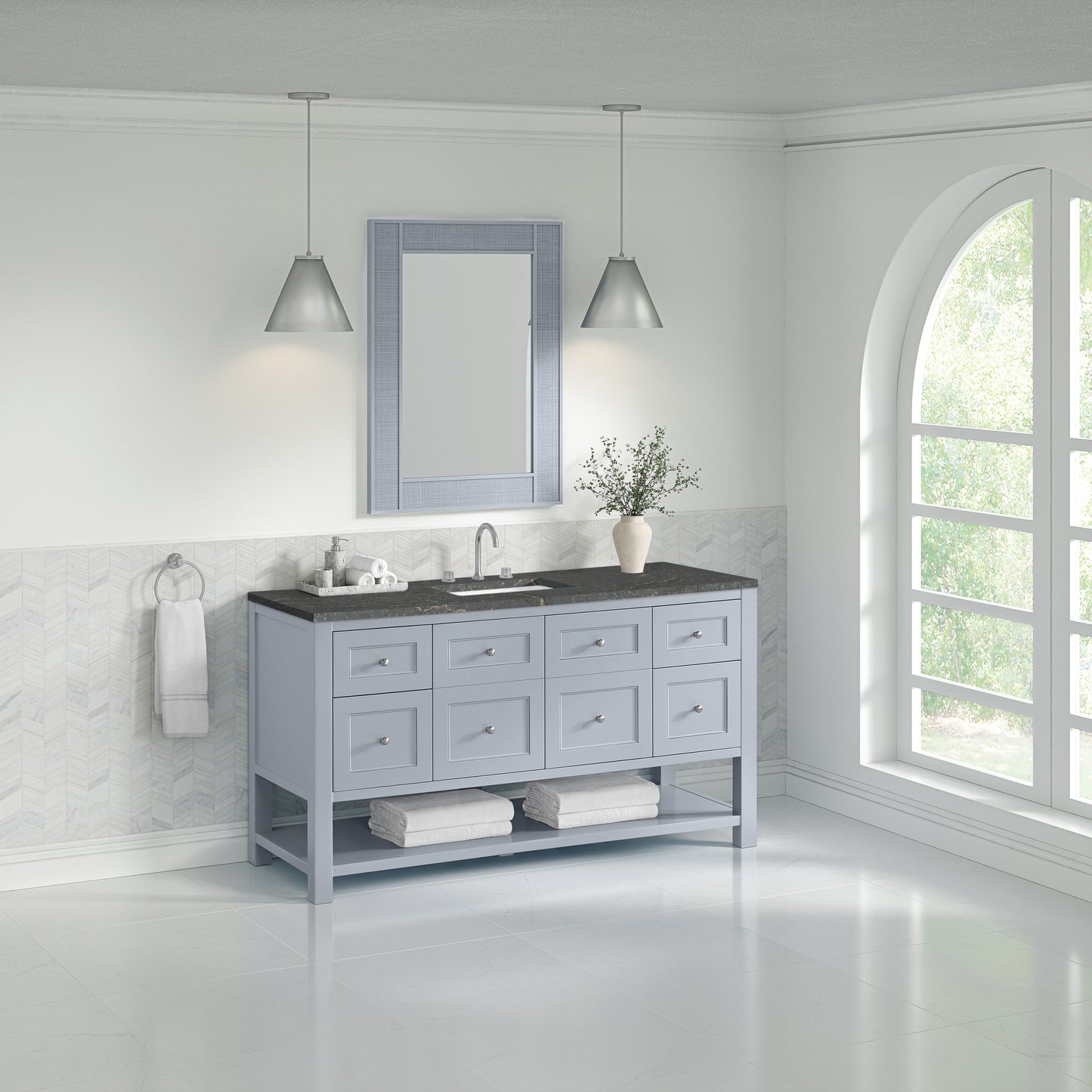 Breckenridge 60" Single Vanity, Serenity Blue w/ 3 CM Parisien Bleu Top