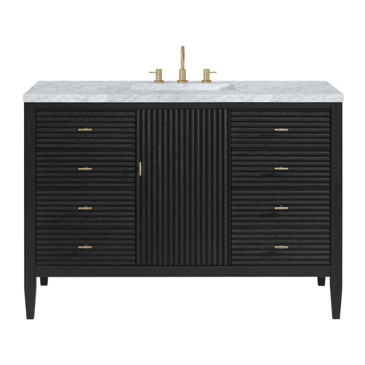 Myrrin 48" Vanity, Carbon Oak w/ 3 CM Carrara White Marble Top