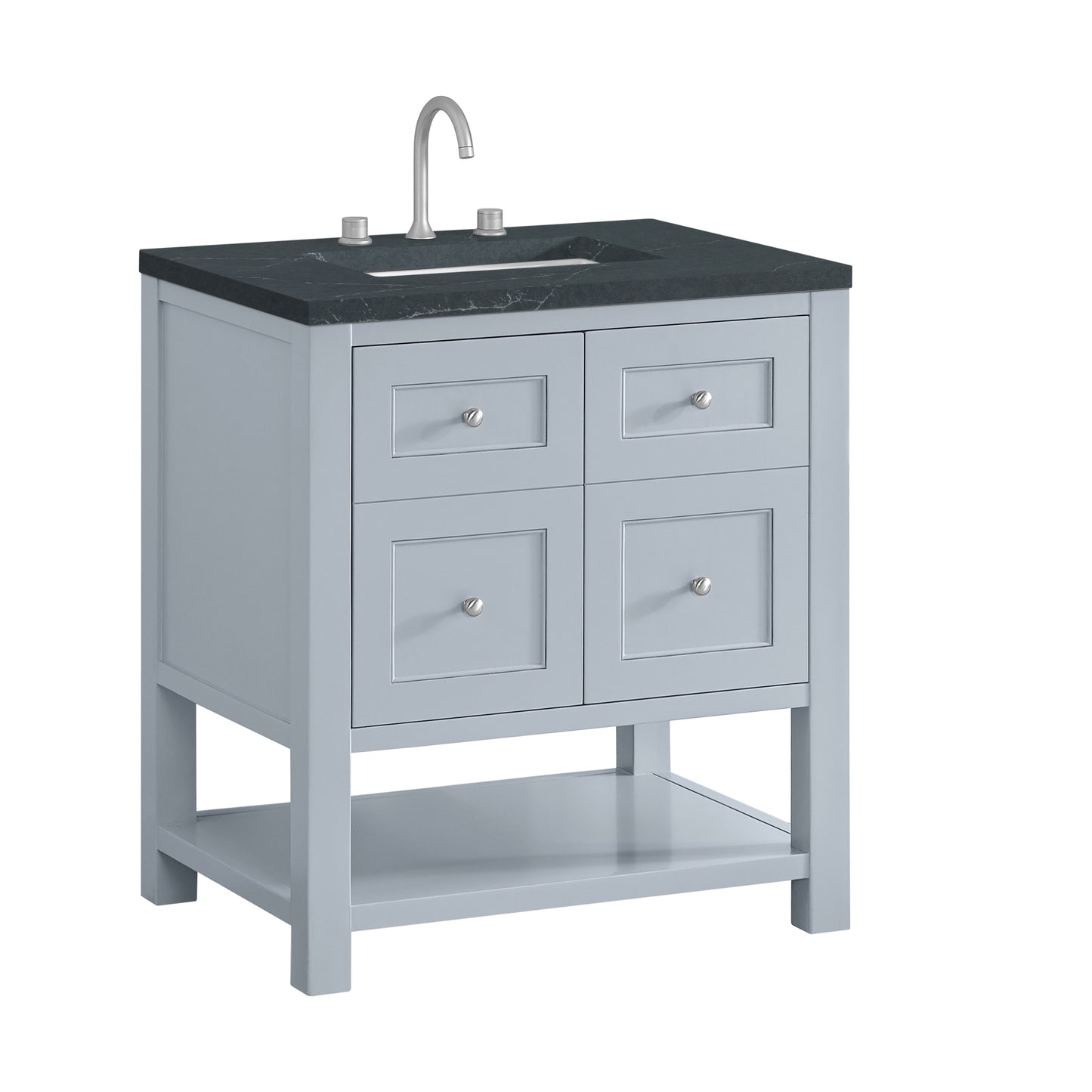 Breckenridge 30" Single Vanity, Serenity Blue, w/ 3 CM Charcoal Soapstone Quartz Top