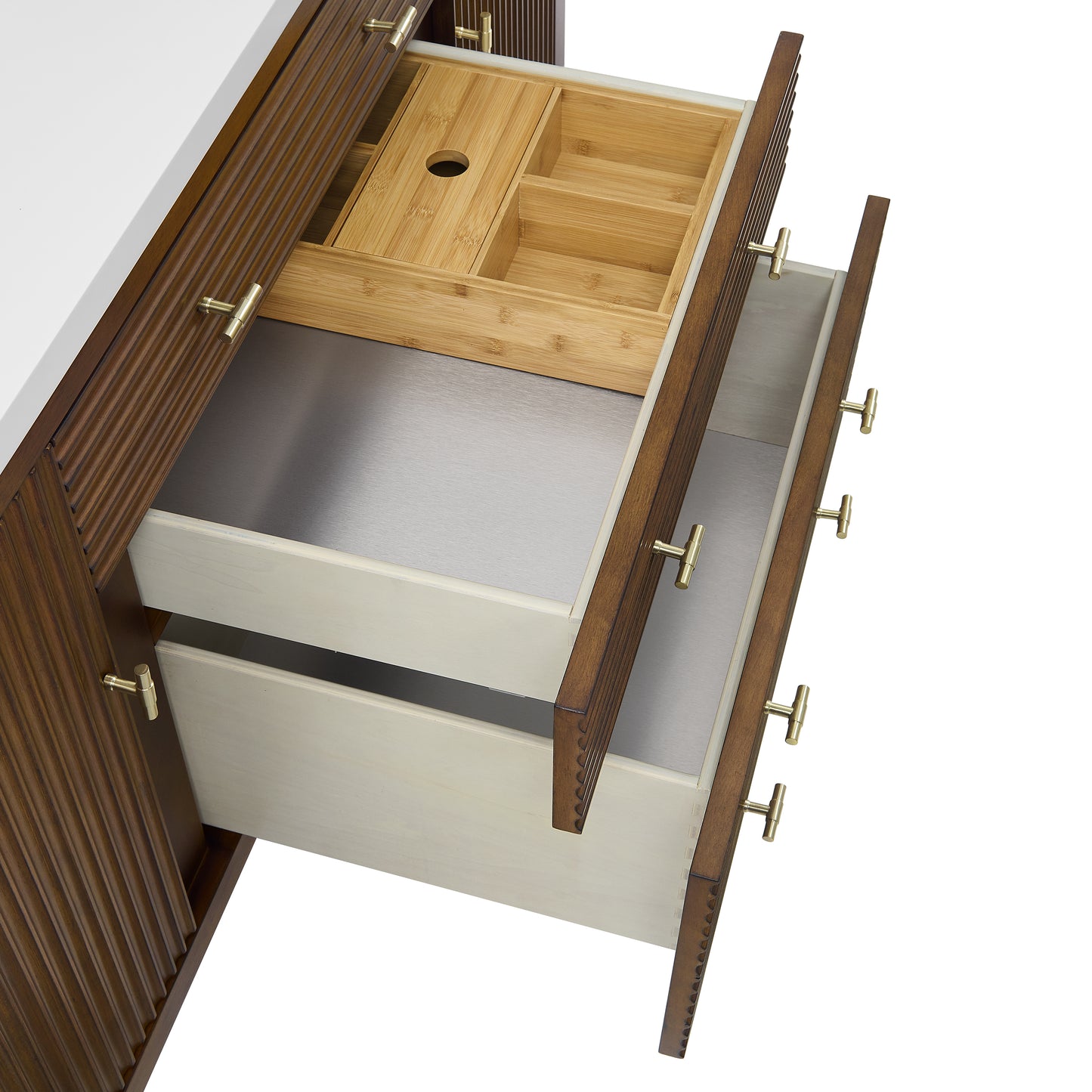 Myrrin 60" Double Vanity, Mid Century Walnut w/ 3 CM Eternal Marfil Silestone Top