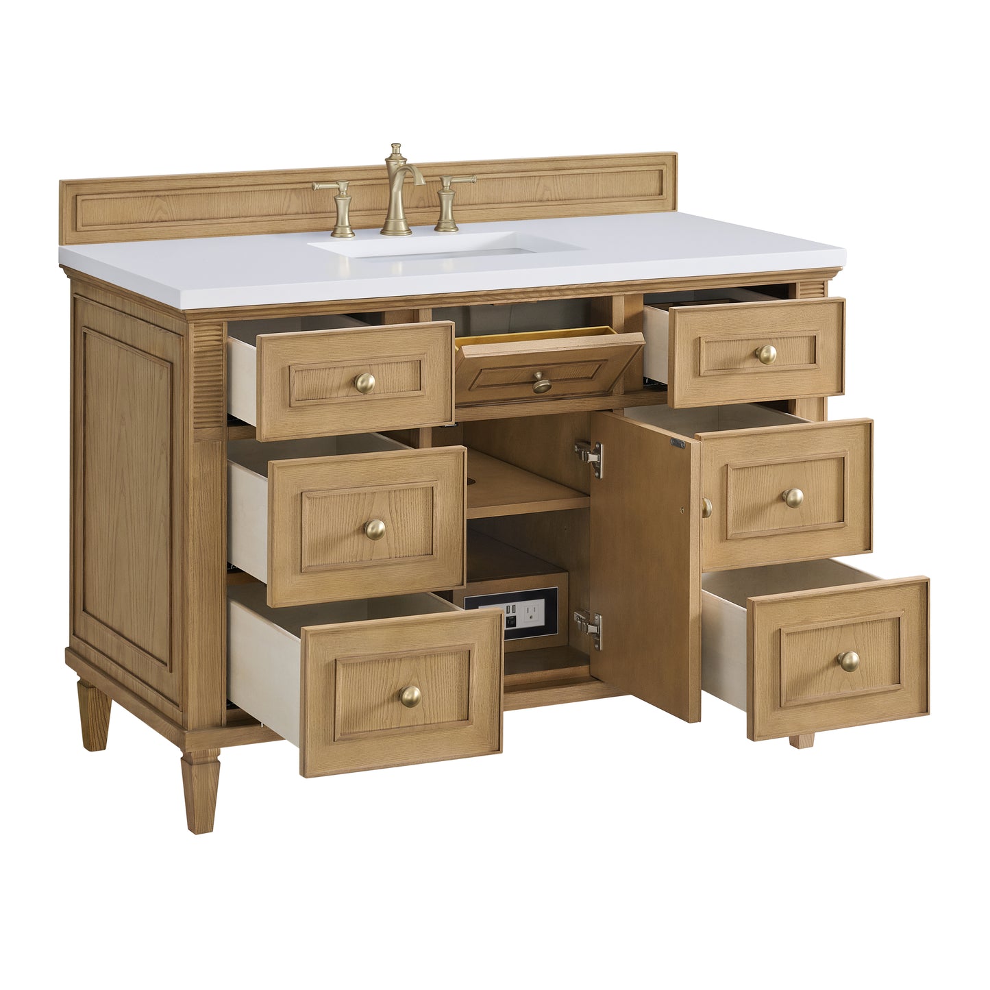 Lorelai 48" Single Vanity, Light Natural Oak w/ 3 CM White Zeus Silestone Top