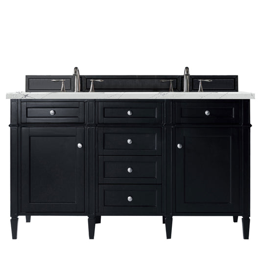 Brittany 60" Double Vanity, Black Onyx w/ 3 CM Ethereal Noctis Silestone Top