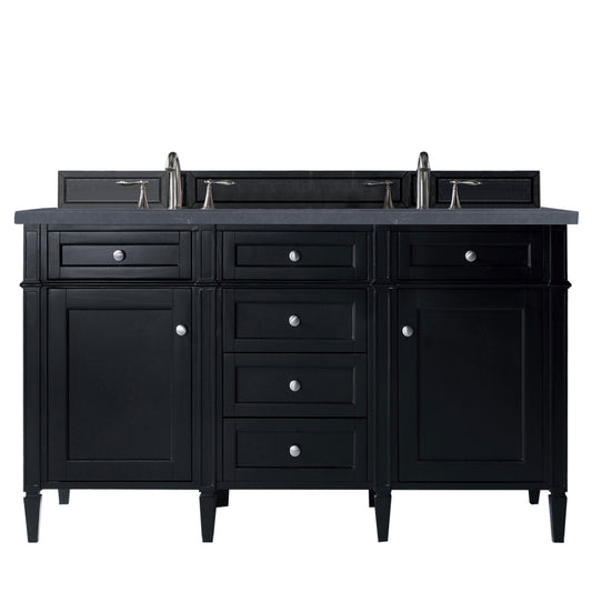 Brittany 60" Double Vanity, Black Onyx w/ 3 CM Charcoal Soapstone Silestone Top