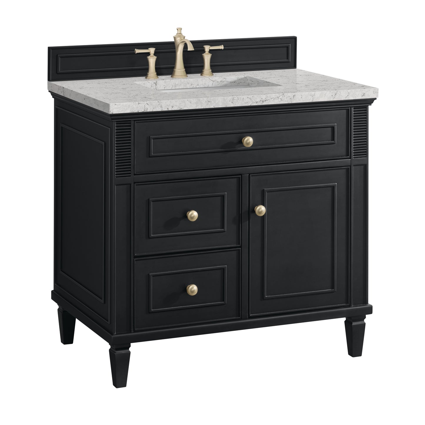 Lorelai 36" Single Vanity, Black Onyx w/ 3 CM Eternal Jasmine Pearl Silestone Top