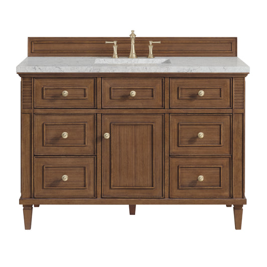 Lorelai 48" Single Vanity, Mid-Century Walnut w/ 3 CM Eternal Jasmine Pearl Silestone Top