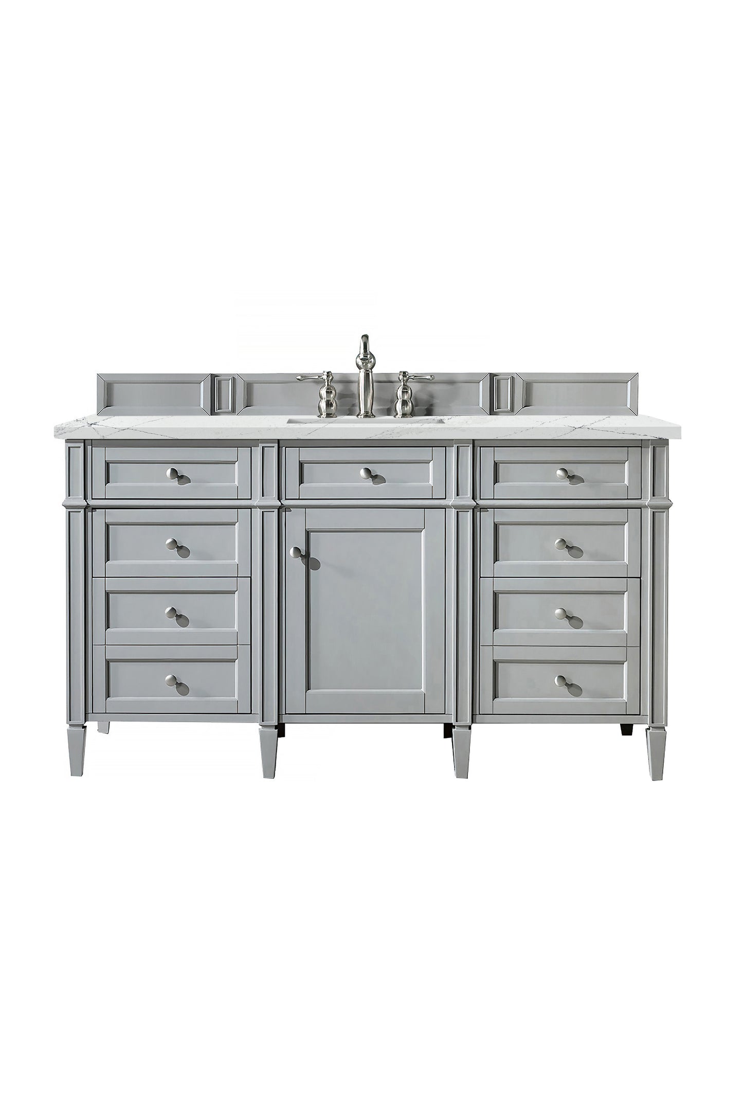 Brittany 60" Single Vanity, Urban Gray w/ 3 CM Ethereal Noctis Silestone Top