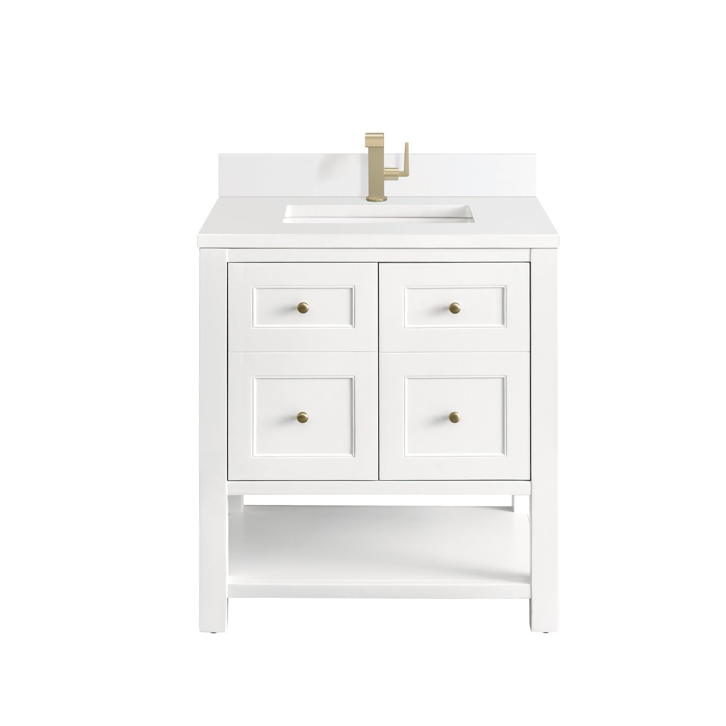 Breckenridge 30" Single Vanity, Bright White w/ Single Hole 3 CM White Zeus Top & Backsplash