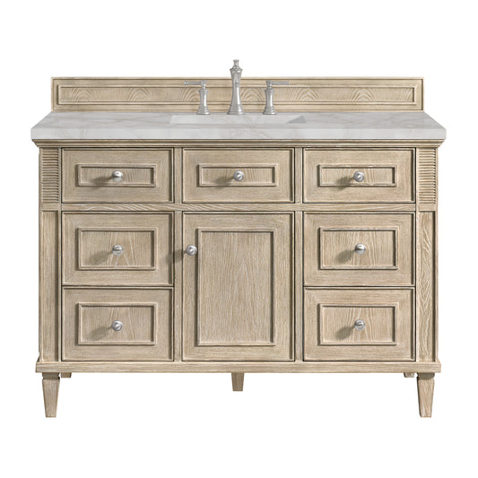 Lorelai 48" Single Vanity, Whitewashed Oak w/ 3 CM Victorian Silver Silestone Top