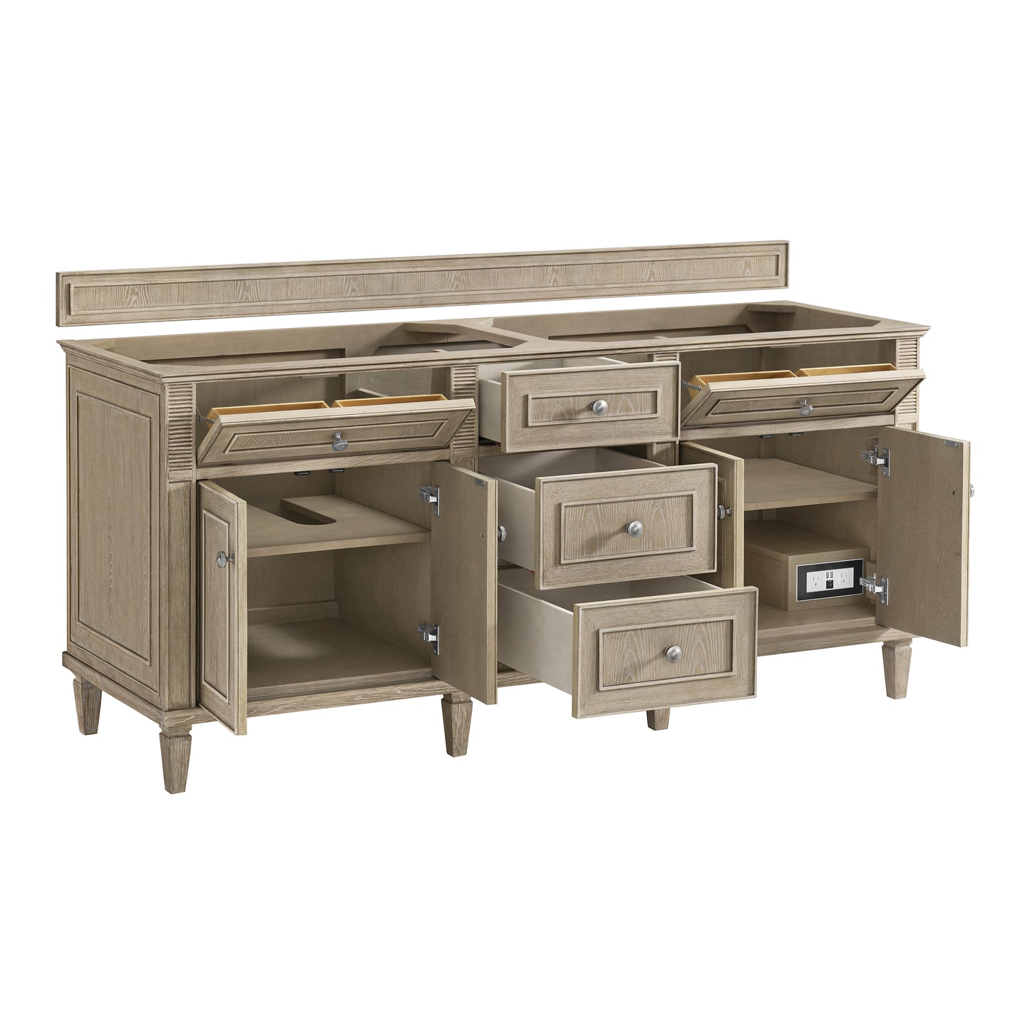 Lorelai 72" Double Vanity, Whitewashed Oak w/ 3 CM Carrara White Marble Top