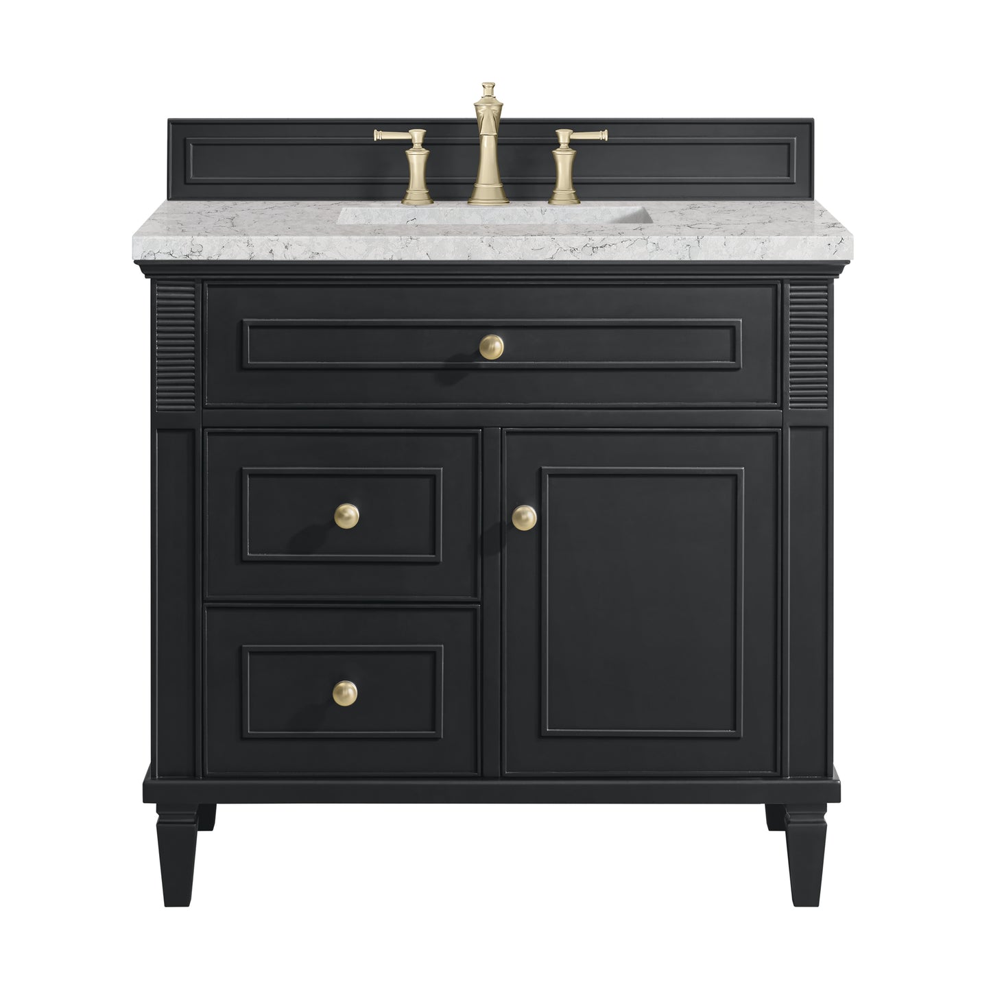 Lorelai 36" Single Vanity, Black Onyx w/ 3 CM Eternal Jasmine Pearl Silestone Top