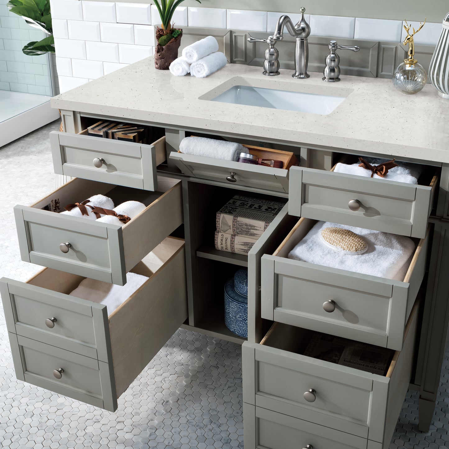 Brittany 48" Single Vanity, Urban Gray w/ 3 CM Lime Delight Silestone Top