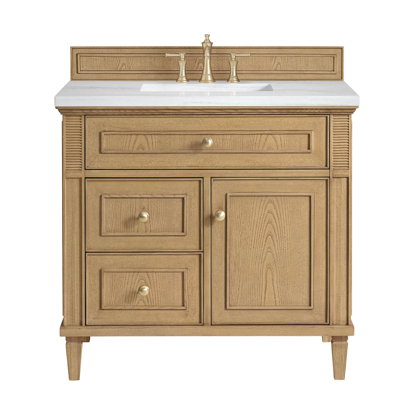 Lorelai 36" Single Vanity, Light Natural Oak w/ 3 CM Arctic Fall Solid Surface Top