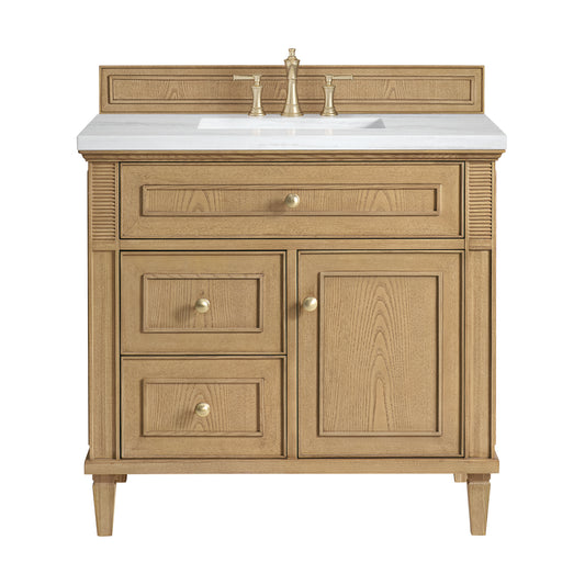 Lorelai 36" Single Vanity, Light Natural Oak w/ 3 CM Arctic Fall Solid Surface Top