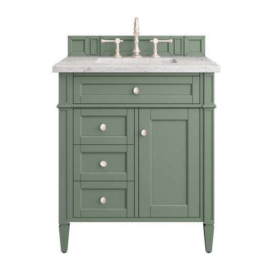 Brittany 30" Single Vanity, Smokey Celadon w/ 3 CM Eternal Jasmine Pearl Top