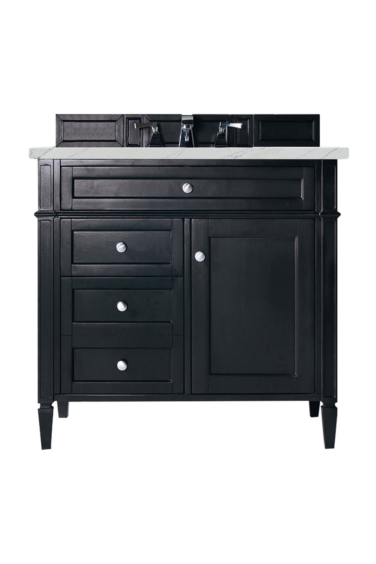Brittany 36" Single Vanity, Black Onyx w/ 3 CM Ethereal Noctis Silestone Top