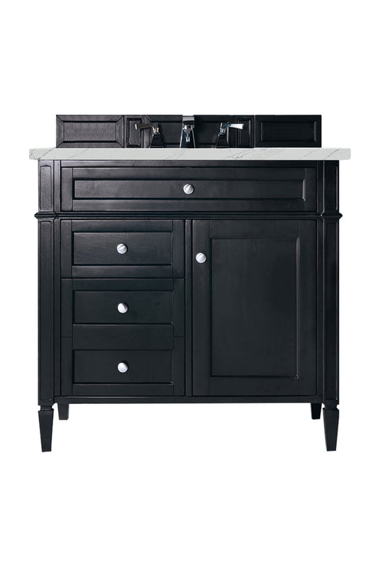 Brittany 36" Single Vanity, Black Onyx w/ 3 CM Ethereal Noctis Silestone Top