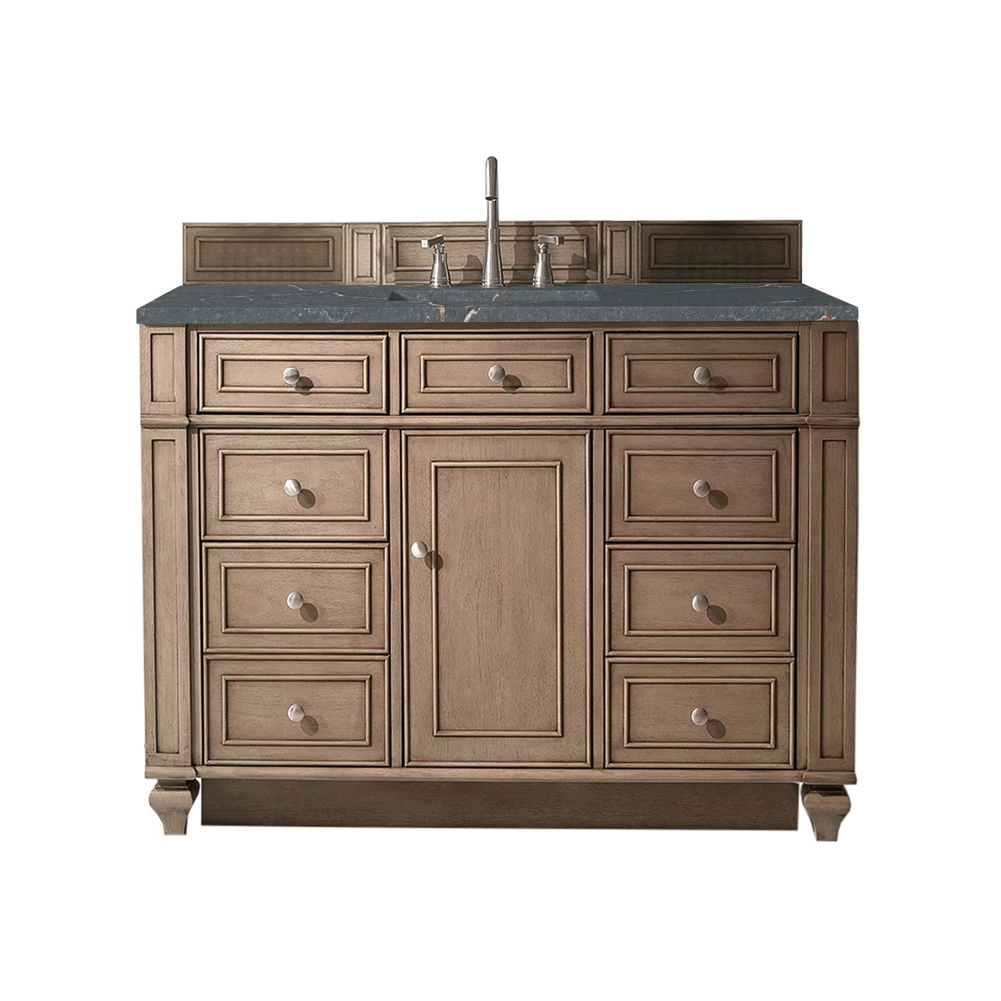 Bristol 48" Single Vanity, Whitewashed Walnut w/ 3 CM Parisien Bleu Silestone Top
