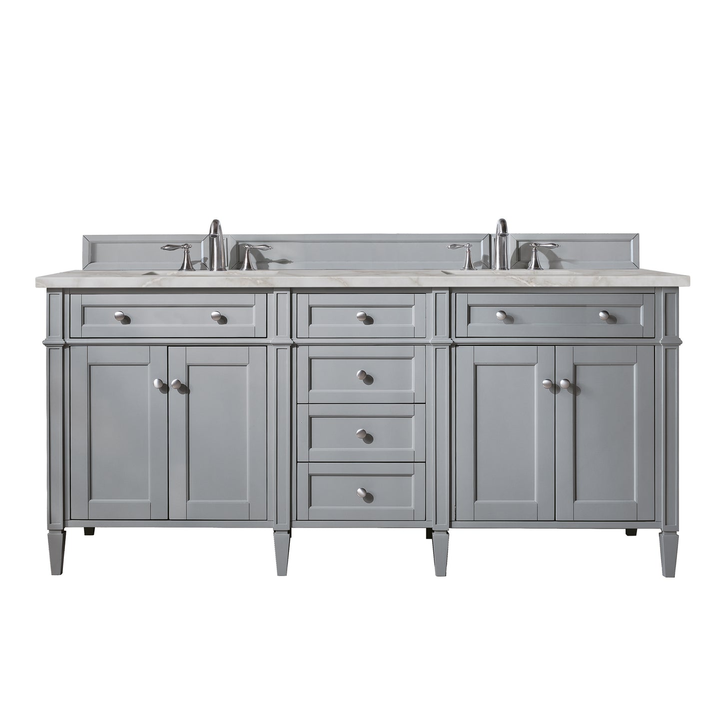 Brittany 72" Double Vanity, Urban Gray w/ 3 CM Victorian Silver Silestone Top