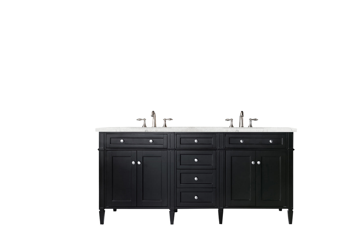 Brittany 72" Double Vanity, Black Onyx w/ 3 CM Eternal Jasmine Pearl Silestone Top