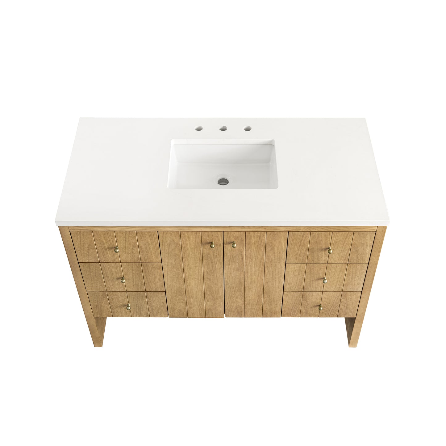 Hudson 48" Single Vanity, Light Natural Oak w/ 3 CM White Zeus Top