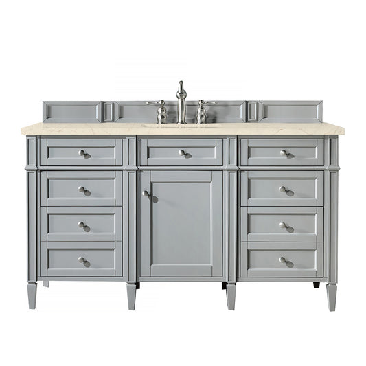 Brittany 60" Single Vanity, Urban Gray w/ 3 CM Eternal Marfil Silestone Top