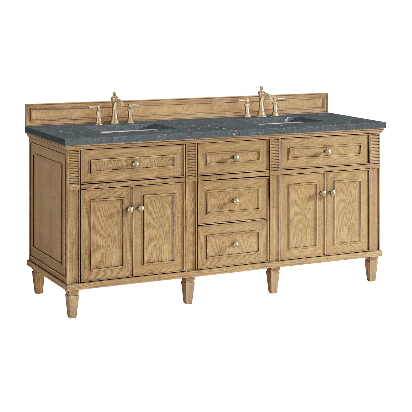 Lorelai 72" Double Vanity, Light Natural Oak w/ 3 CM Parisien Bleu Silestone Top