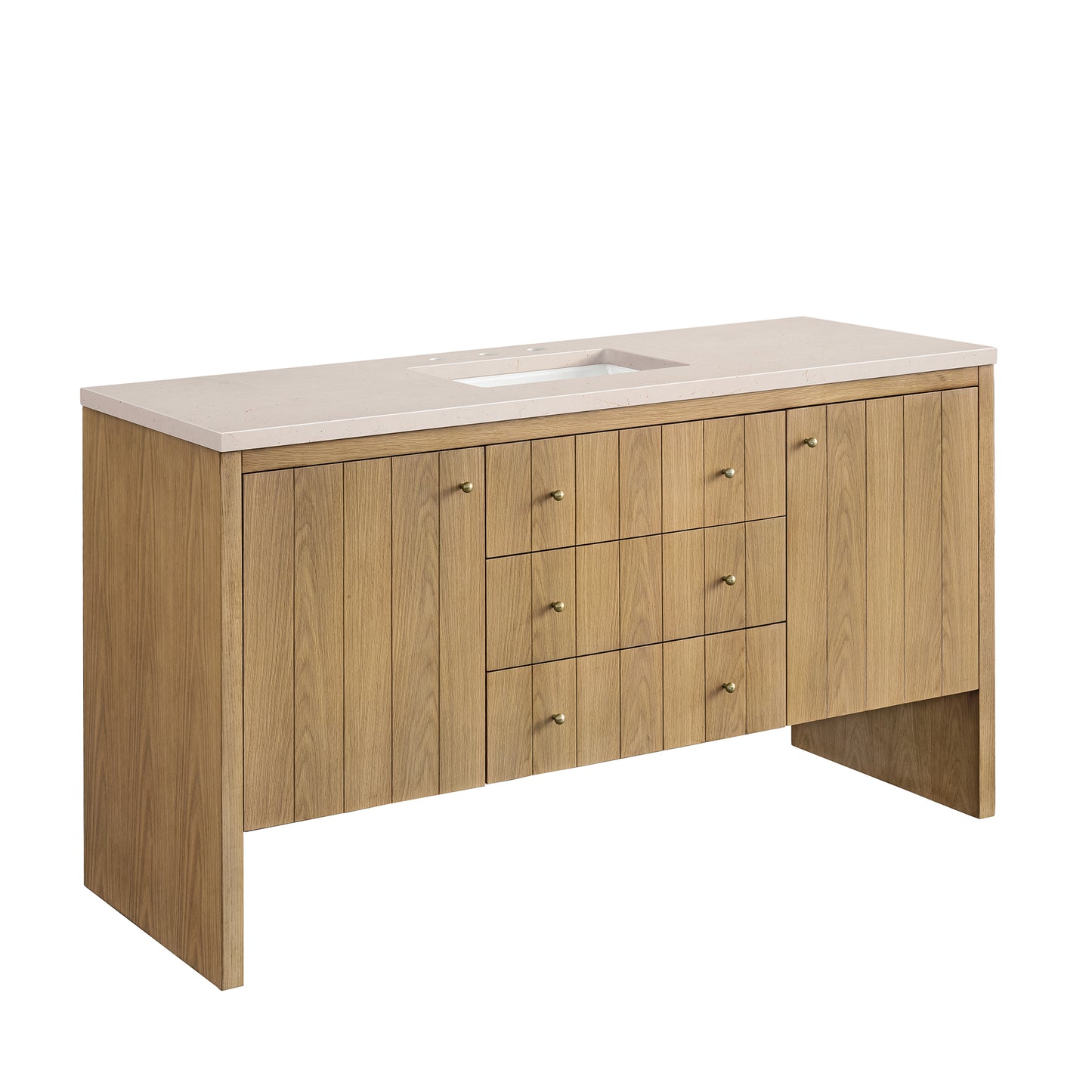 Hudson 60" Single Vanity, Light Natural Oak w/ 3 CM Eternal Marfil Top