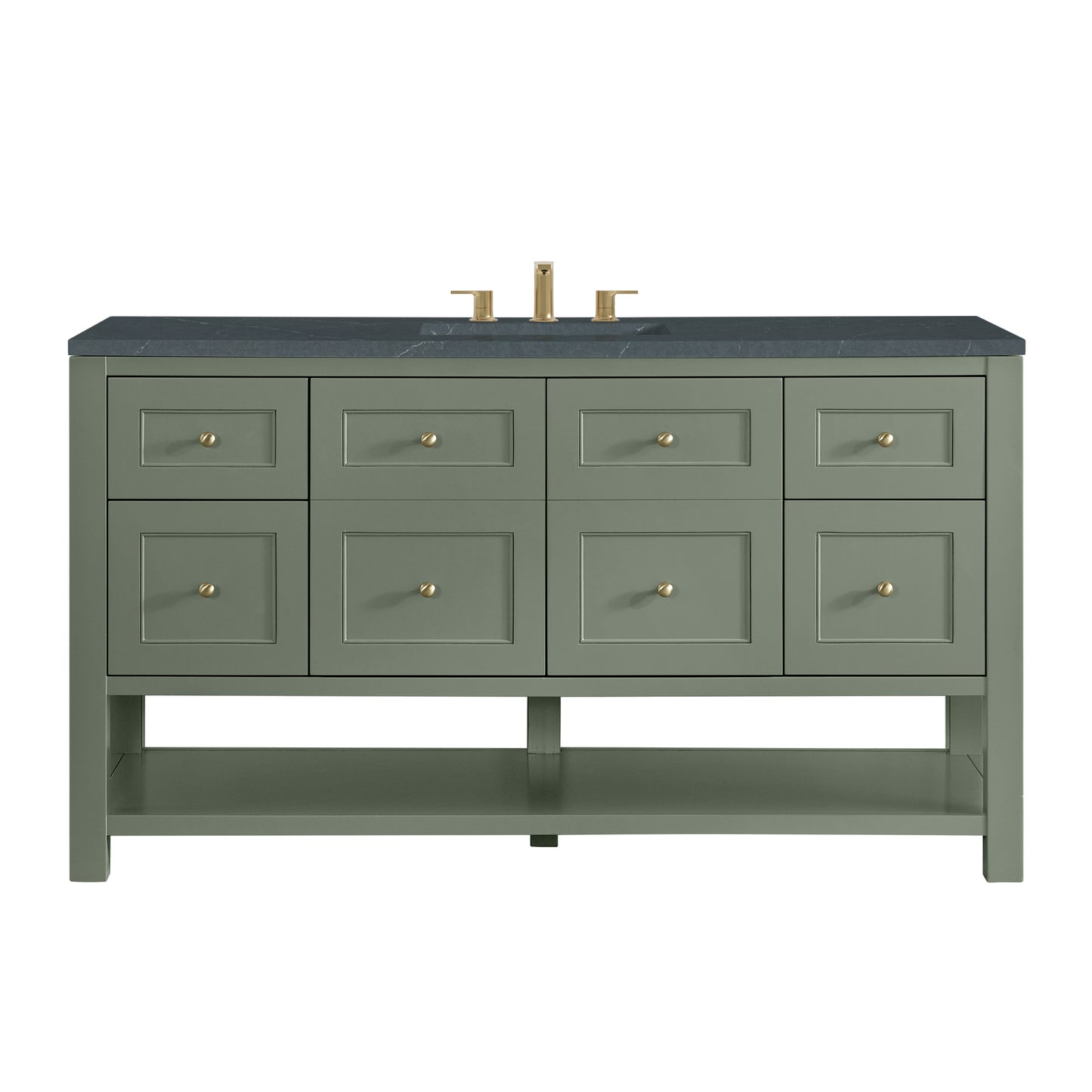 Breckenridge 60" Single Vanity, Smokey Celadon, w/ 3 CM Charcoal Soapstone Quartz Top