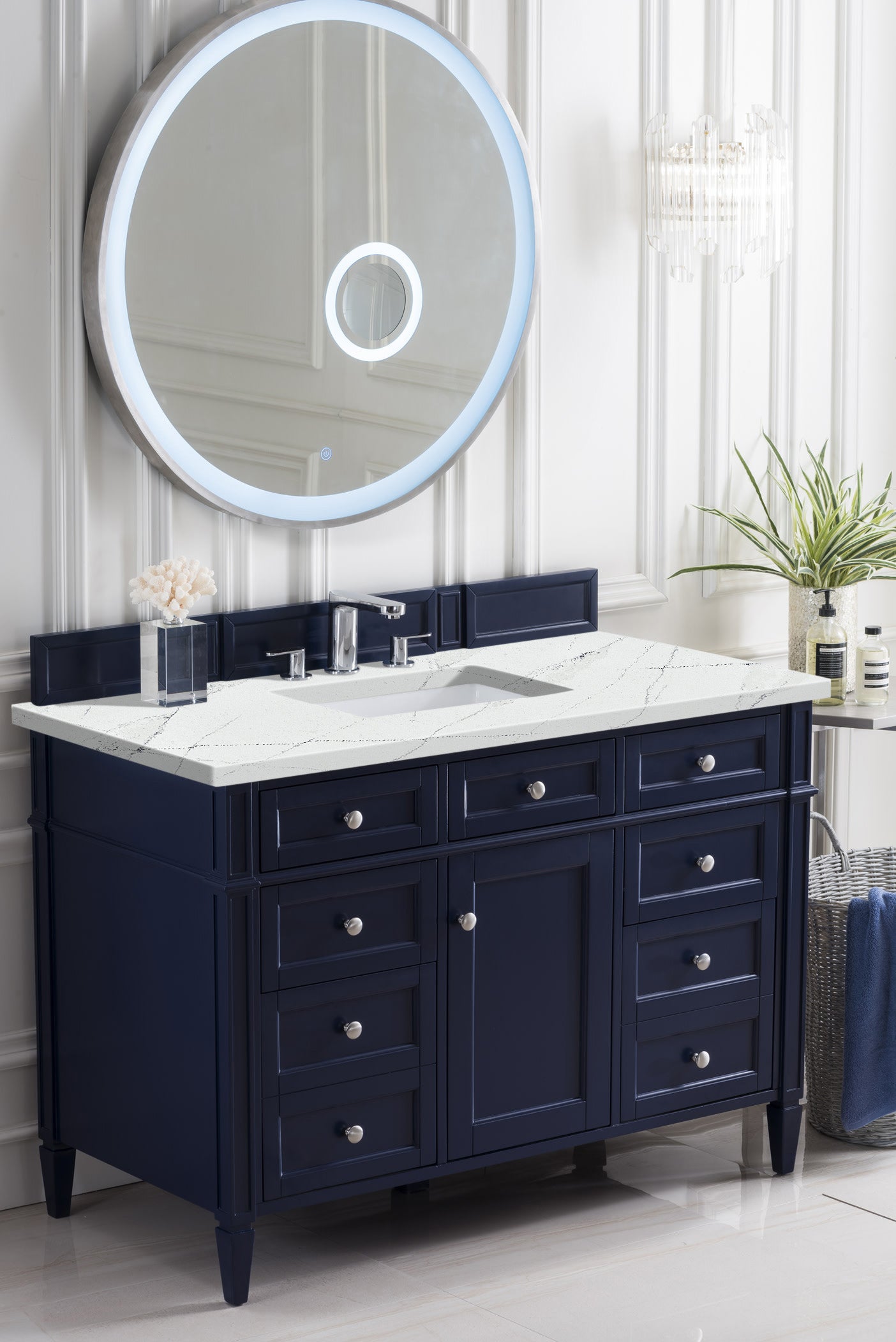 Brittany 48" Single Vanity, Victory Blue w/ 3 CM Ethereal Noctis Silestone Top