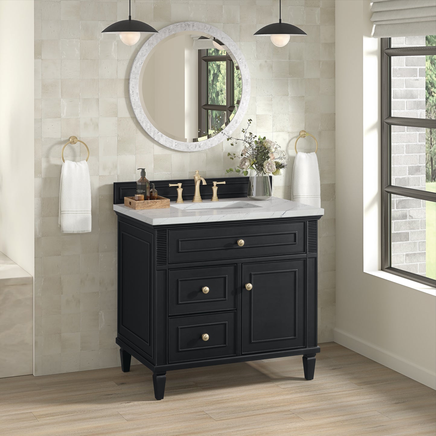 Lorelai 36" Single Vanity, Black Onyx w/ 3 CM Ethereal Noctis Silestone Top