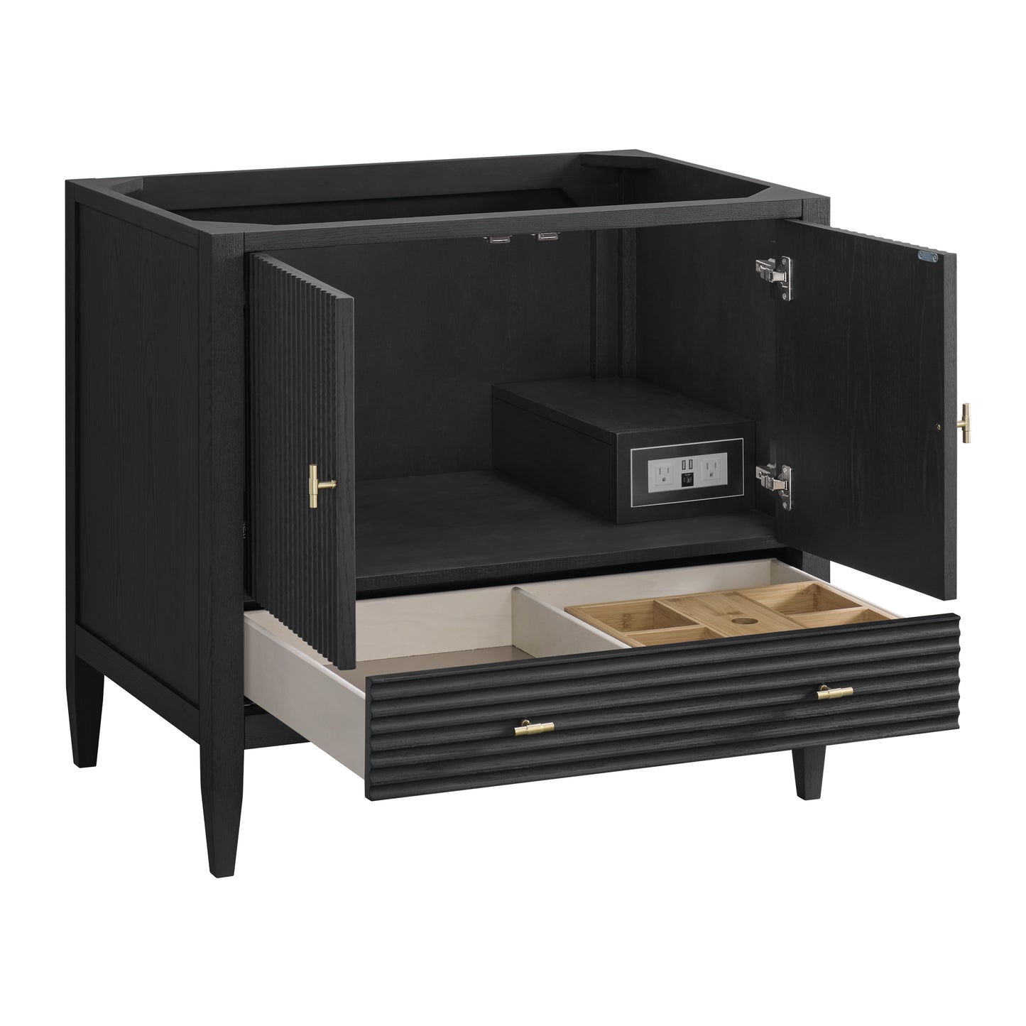 Myrrin 36" Vanity, Carbon Oak w/ 3 CM Ethereal Noctis Silestone Top