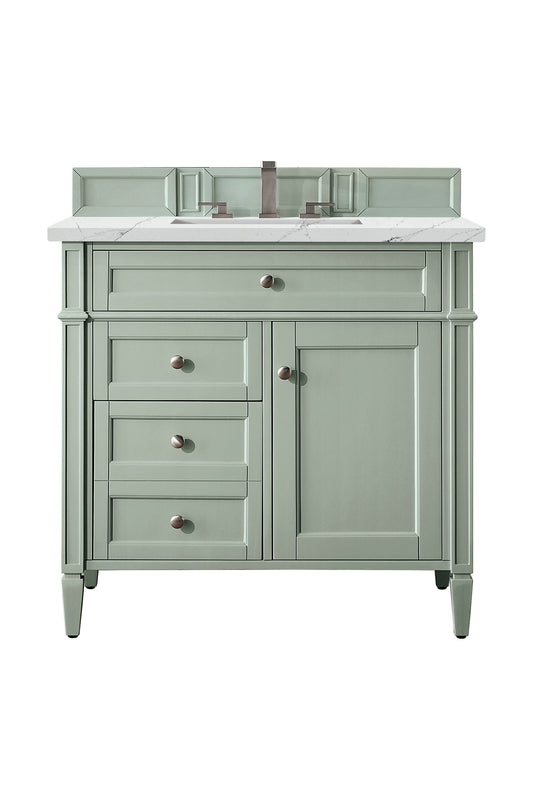 Brittany 36" Single Vanity, Sage Green w/ 3 CM Ethereal Noctis Silestone Top