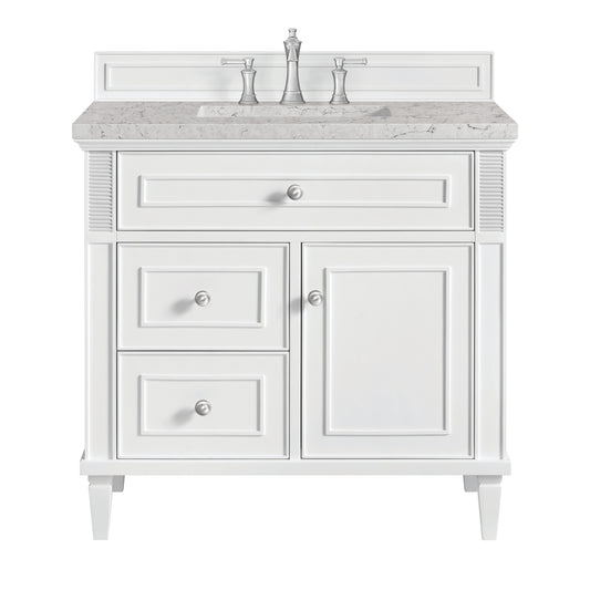 Lorelai 36" Single Vanity, Bright White w/ 3 CM Eternal Jasmine Pearl Silestone Top