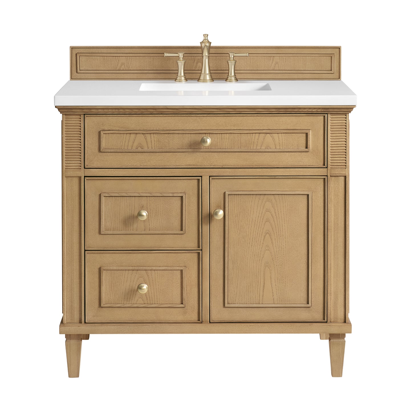 Lorelai 36" Single Vanity, Light Natural Oak w/ 3 CM White Zeus Silestone Top