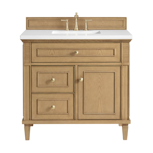 Lorelai 36" Single Vanity, Light Natural Oak w/ 3 CM White Zeus Silestone Top