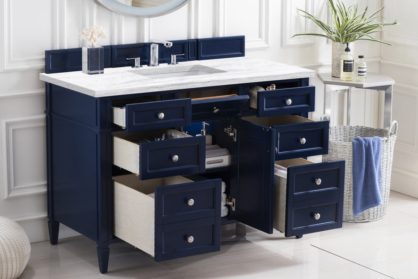Brittany 48" Single Vanity, Victory Blue w/ 3 CM Arctic Fall Solid Surface Top