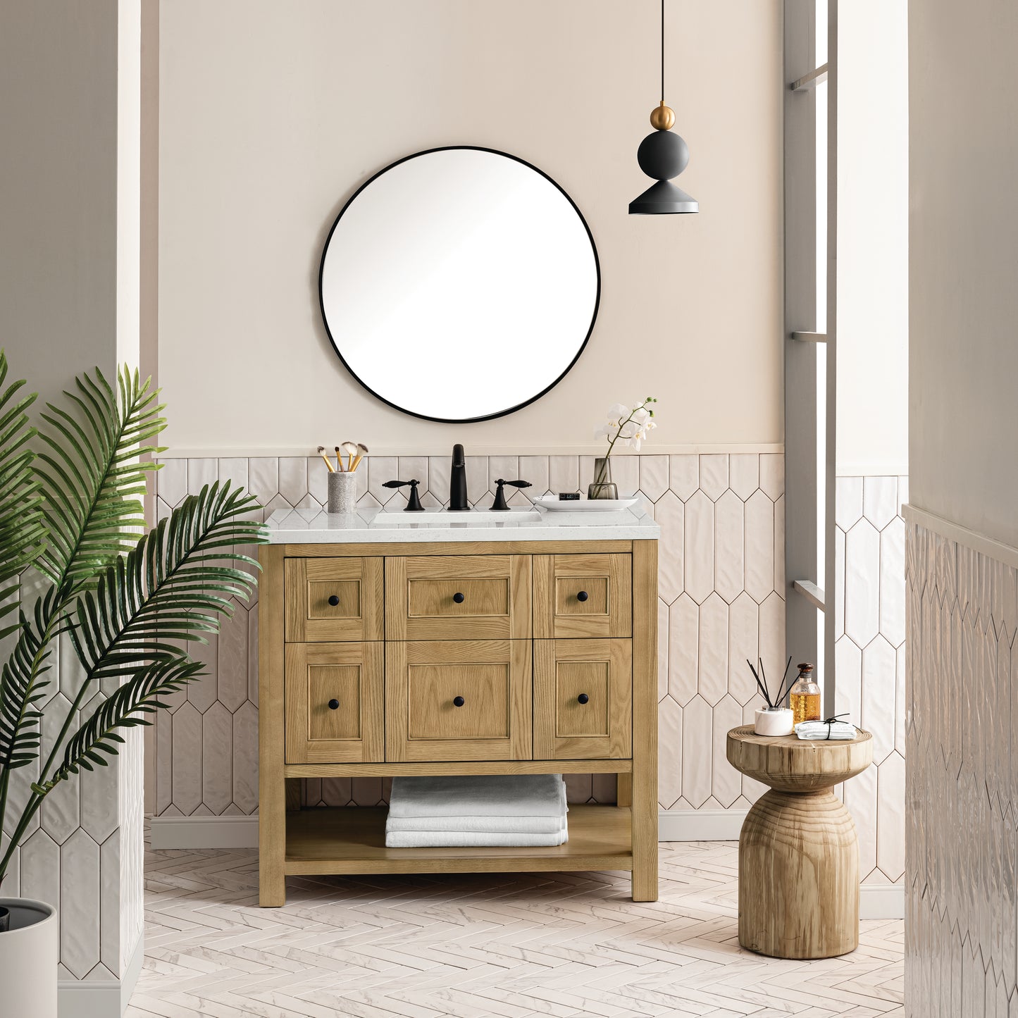 Breckenridge 36" Single Vanity, Light Natural Oak w/ 3 CM Lime Delight Top
