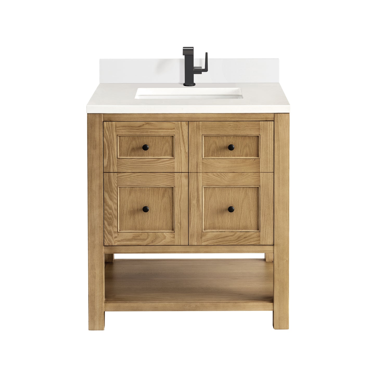 Breckenridge 30" Single Vanity, Light Natural Oak w/ Single Hole 3 CM White Zeus Top & Backsplash