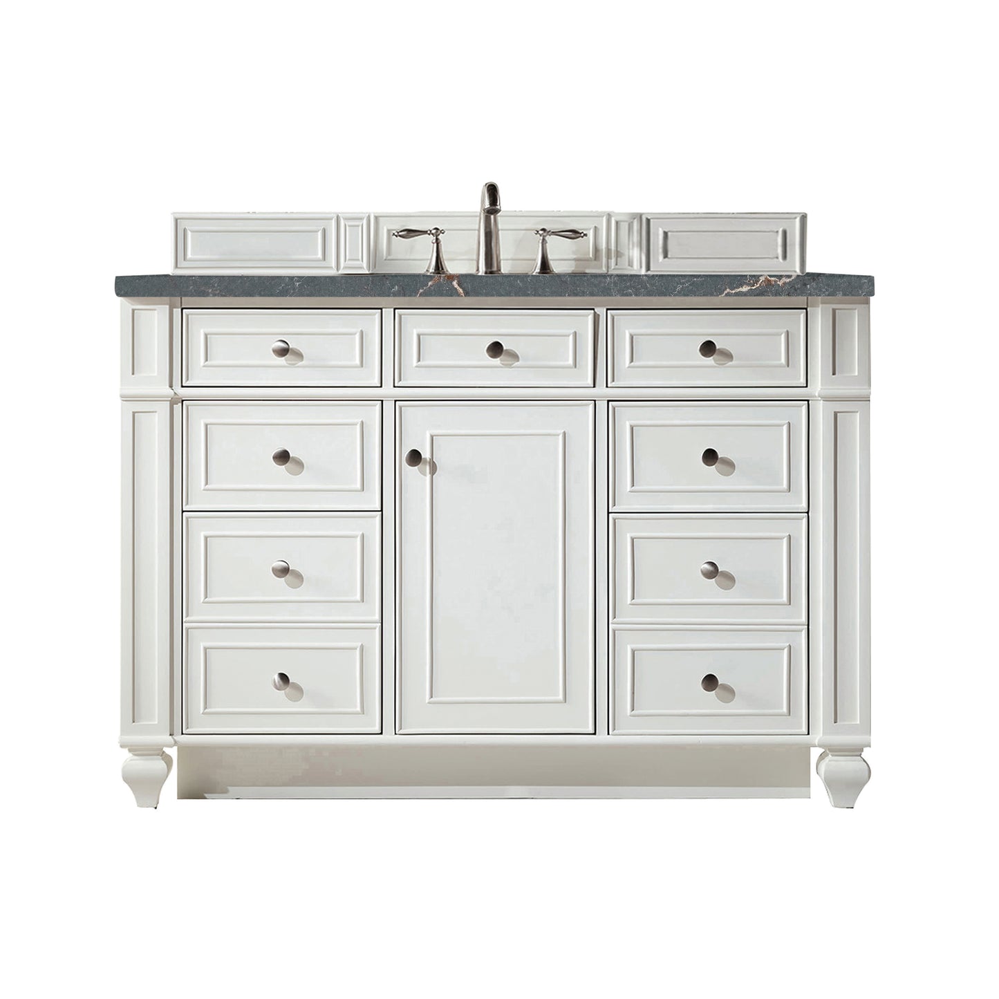 Bristol 48" Single Vanity, Bright White w/ 3 CM Parisien Bleu Silestone Top